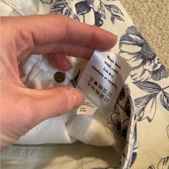 Reformation Jeans Cynthia Toile High Rise Straight White & Blue Size 27/4 small - Picture 12 of 13